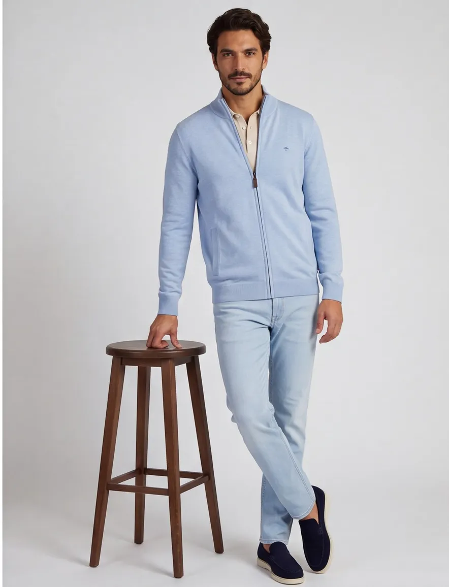 Fynch Hatton vest blauw katoen