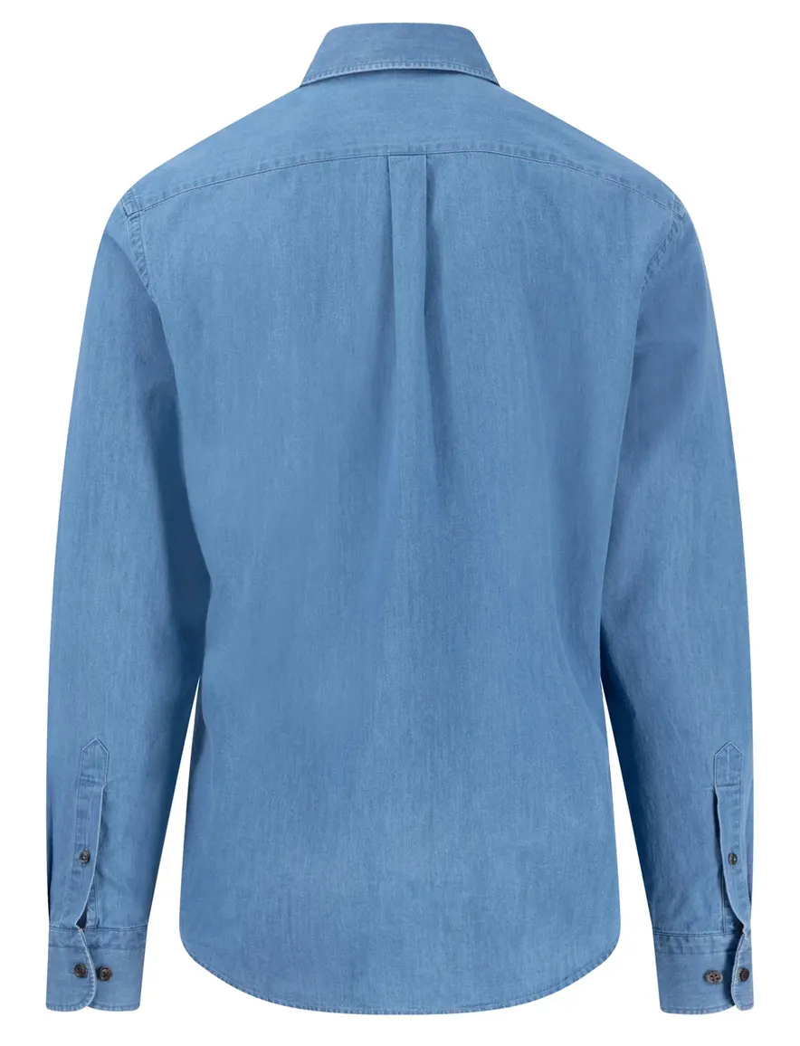 Fynch Hatton Overhemd blauw spijkerstof