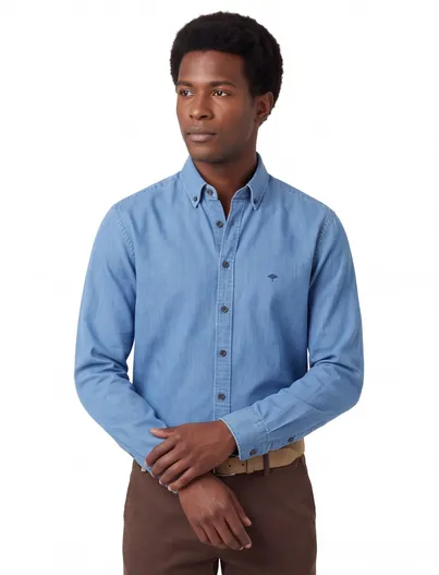 Fynch Hatton Fynch Hatton overhemd blauw spijkerlook button down
