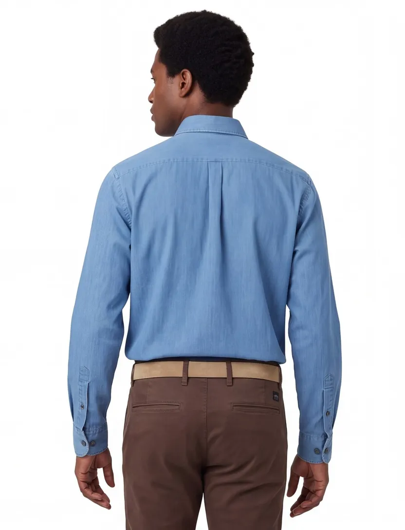 Overhemd spijker Fynch Hatton blauw button down