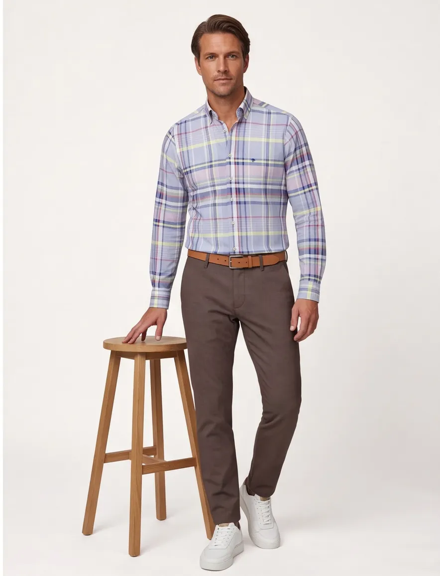 Fynch Hatton overhemd geruit Washed Oxford Check