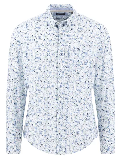 Fynch Hatton Bloemen print overhemd Fynch Hatton lichtblauw button down boord