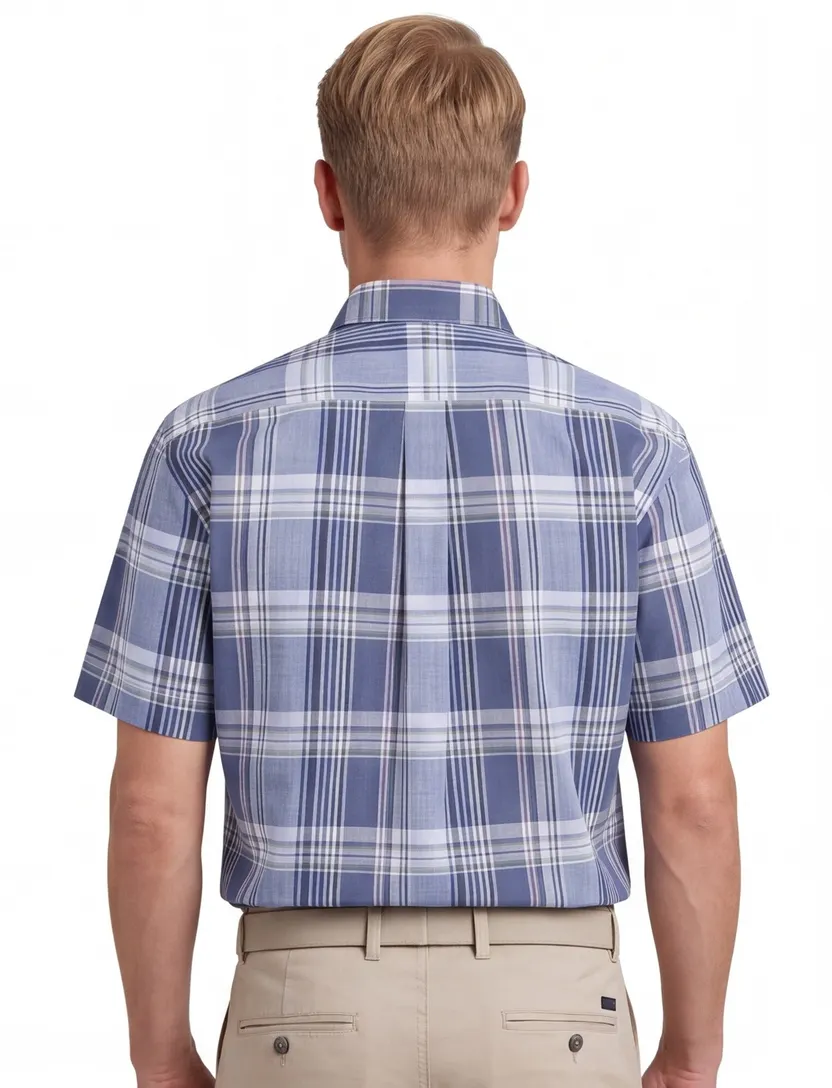 Overhemd Fynch Hatton geruit blauw normale fit