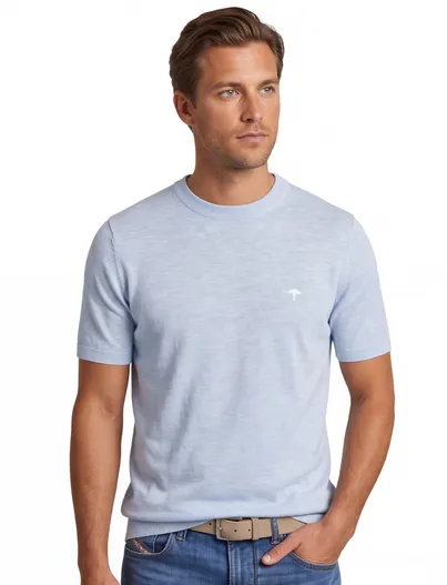 Fynch Hatton Gebreid t-shirt Fynch Hatton lichtblauw