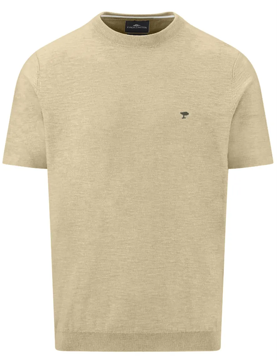 Fynch Hatton t-shirt linnenblend beige