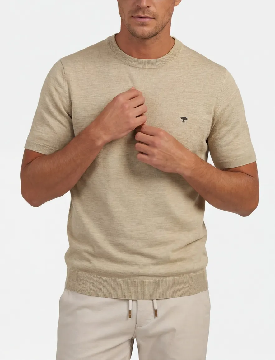 Fynch Hatton t-shirt linnenblend beige