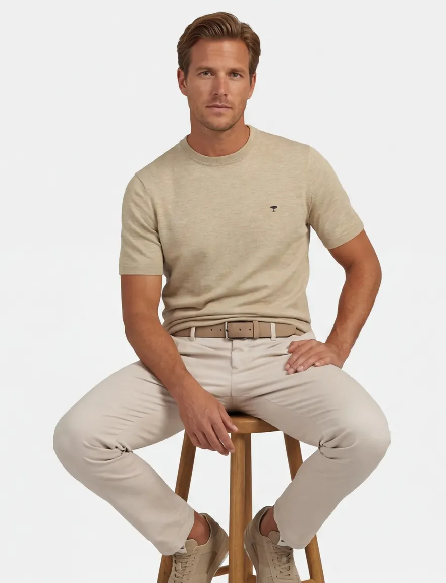 Fynch Hatton t-shirt linnenblend beige