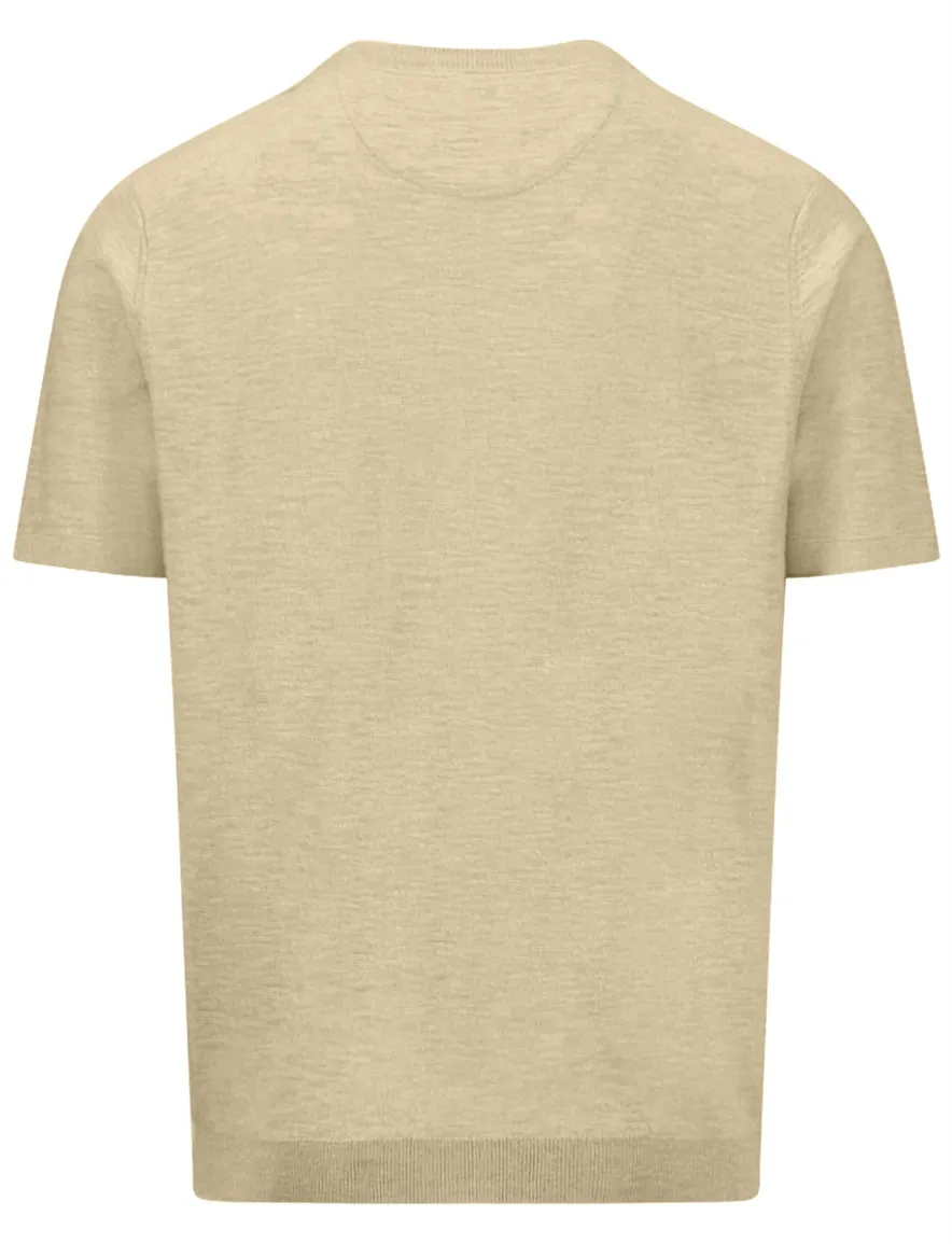 T-shirt Fynch Hatton beige wijde fit katoen