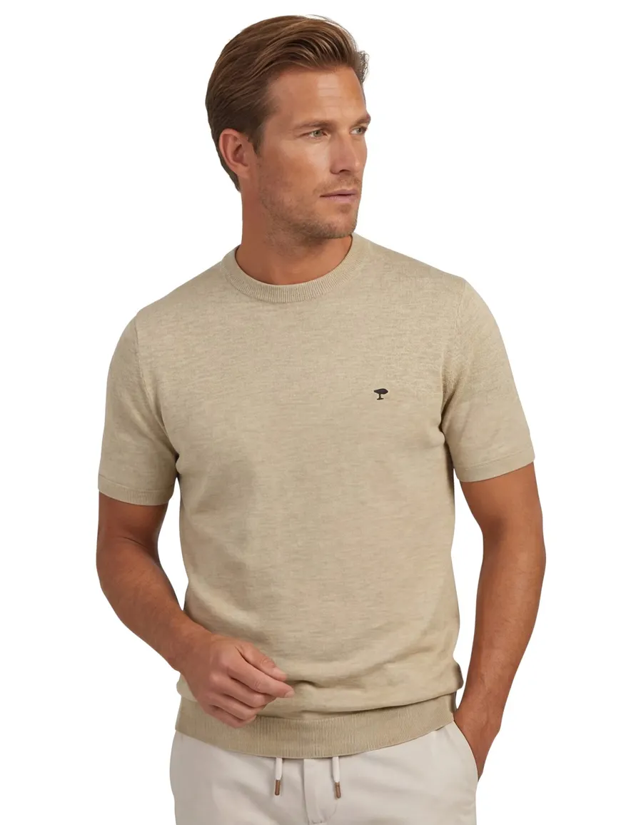 Fynch Hatton t-shirt linnenblend beige