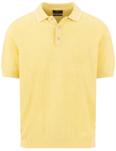 Fynch Hatton Fynch Hatton polo 3 knoops gemeleerd geel