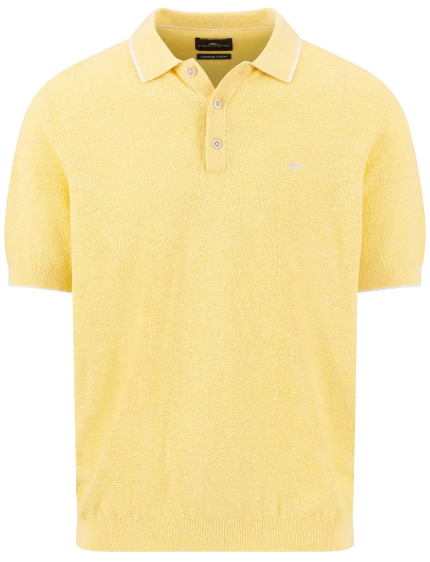 Fynch Hatton polo 3 knoops gemeleerd geel