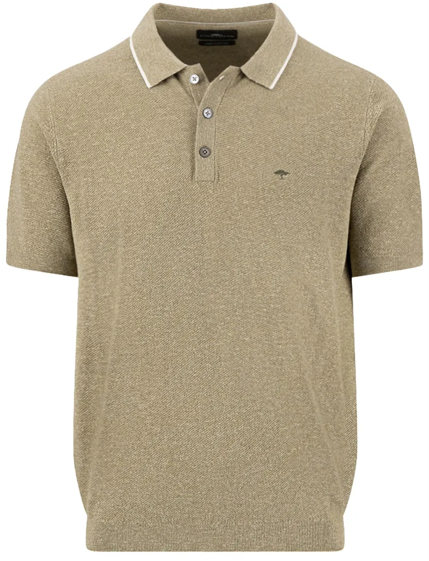 Fynch Hatton polo 3 knoops gemeleerd pistache