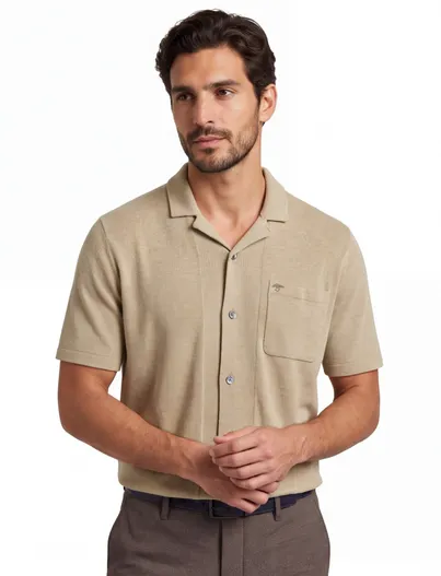 Fynch Hatton Fynch Hatton doorknoop polo linnenblend