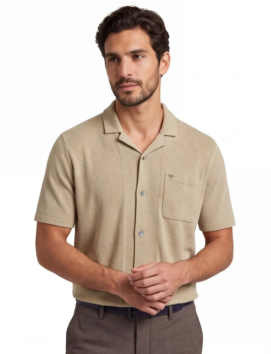 Fynch Hatton doorknoop polo linnenblend