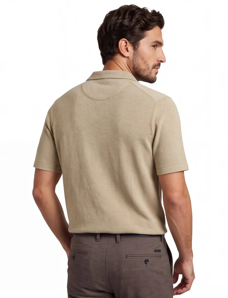 Fynch Hatton doorknoop polo linnenblend