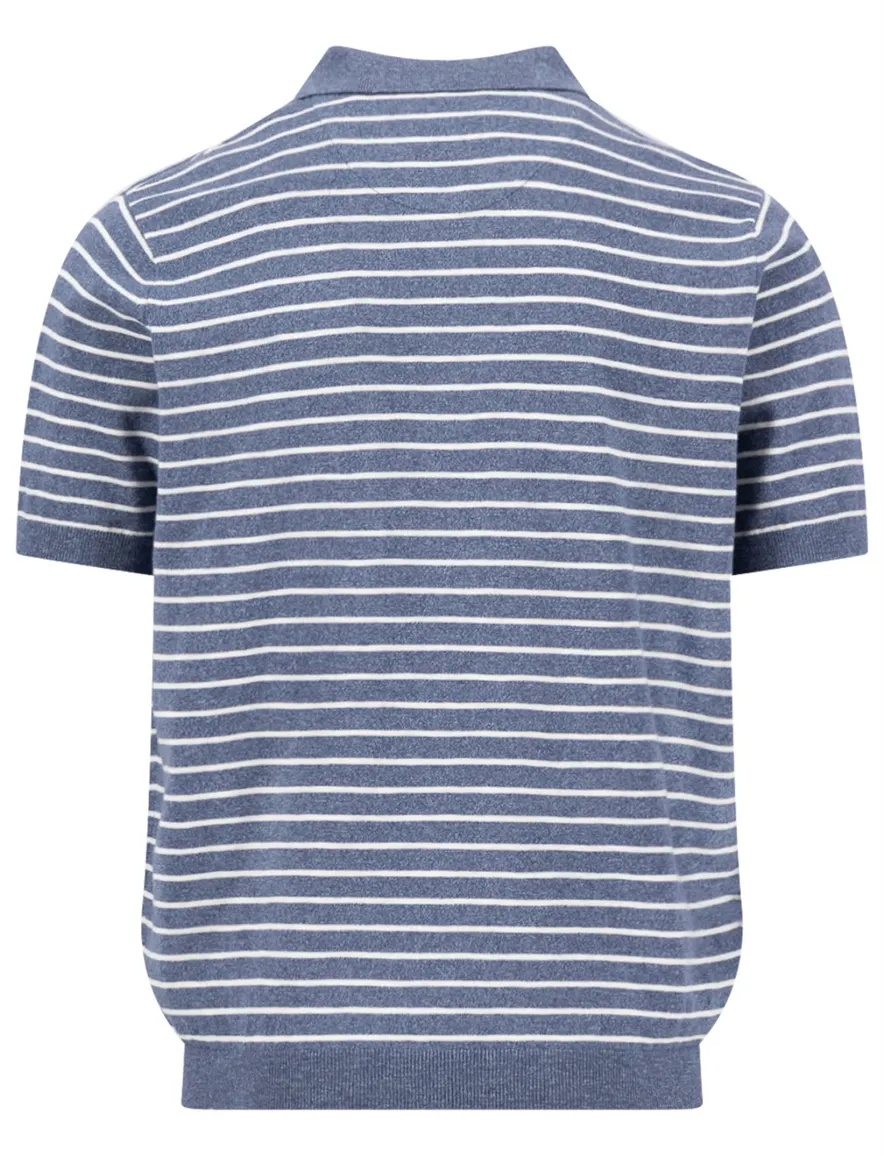 Fynch Hatton polo blauw gestreept contrast boord
