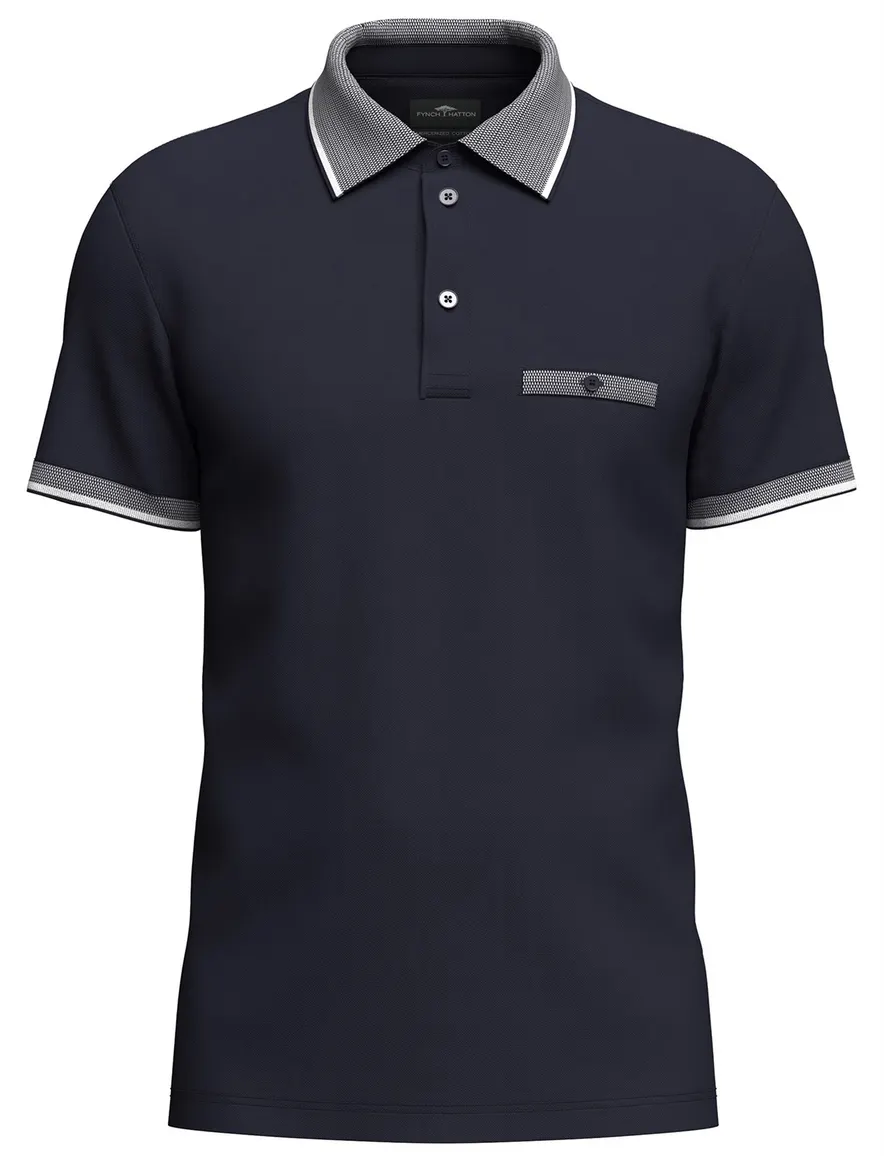 Fynch Hatton mercerised cotton polo donkerblauw