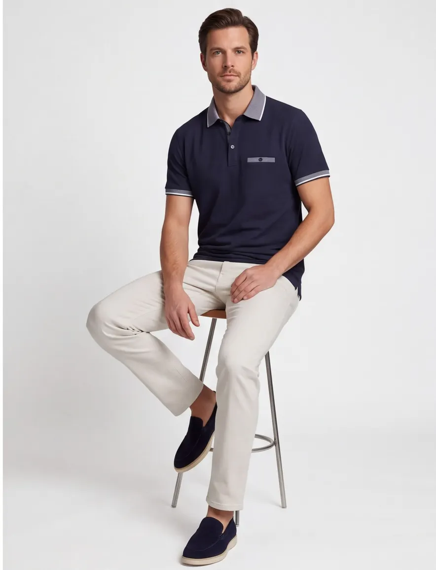 Fynch Hatton poloshirt donkerblauw