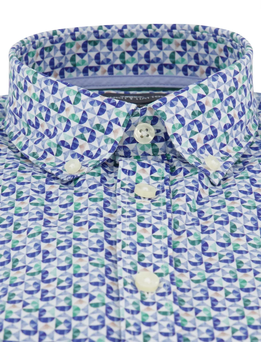 Blauw geprint overhemd Fynch Hatton button down boord