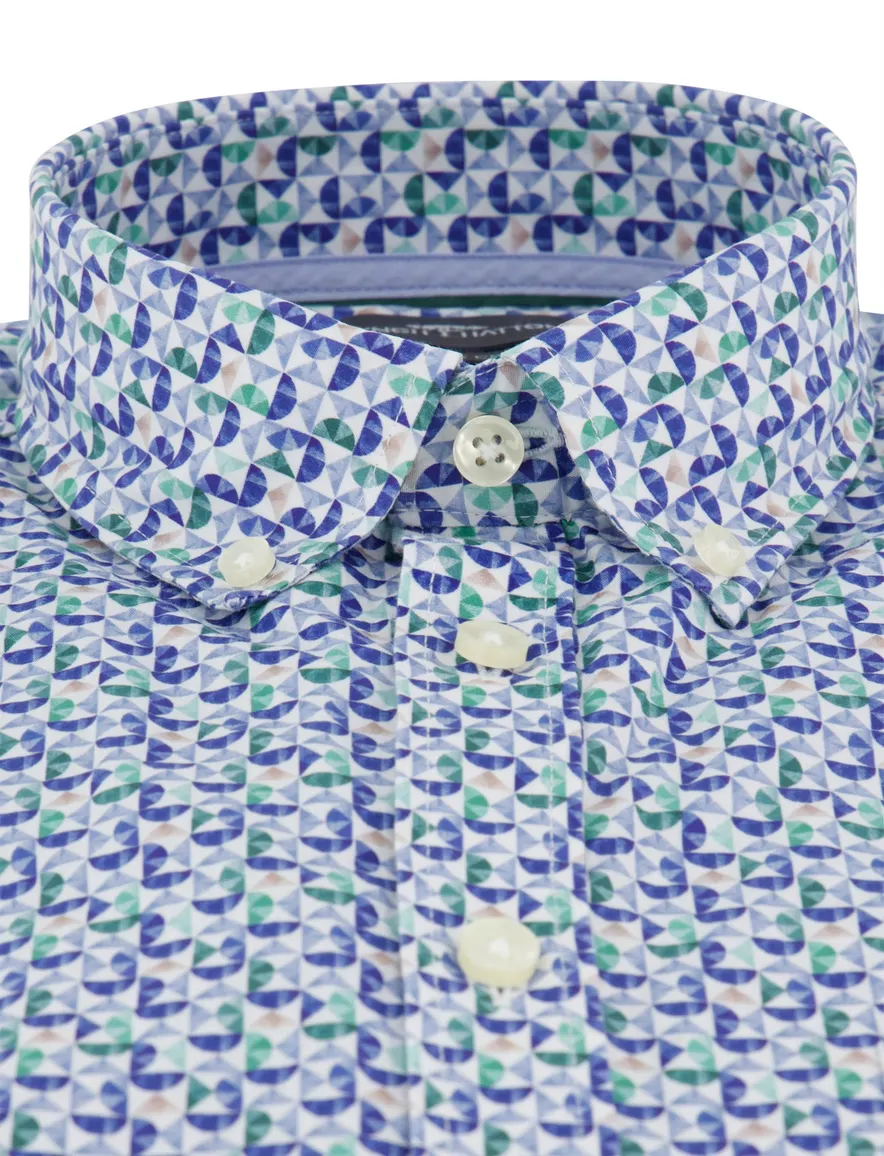 Fynch Hatton overhemd blauw korte mouw