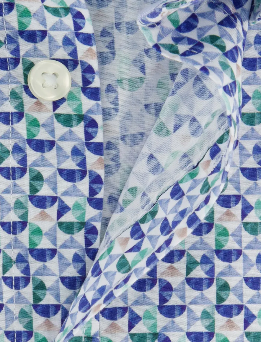 Fynch Hatton overhemd blauw korte mouw
