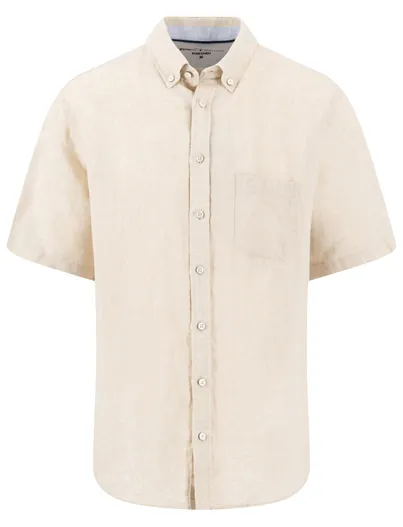 Fynch Hatton Beige overhemd linnen Fynch Hatton button down