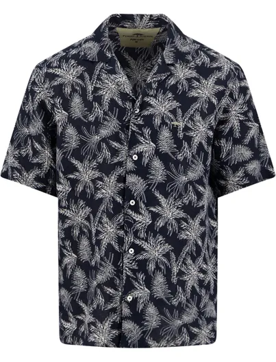 Fynch Hatton Overhemd donkerblauw palm print Fynch Hatton