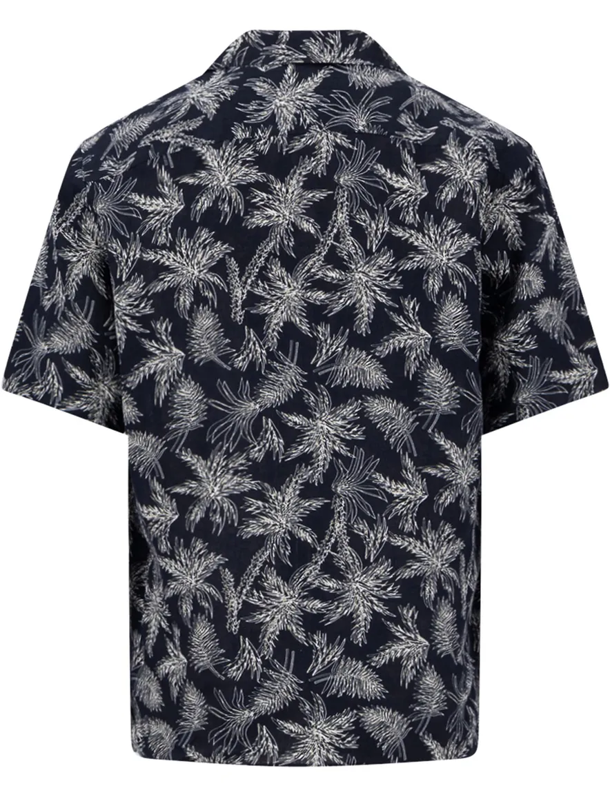 Overhemd donkerblauw palm print Fynch Hatton