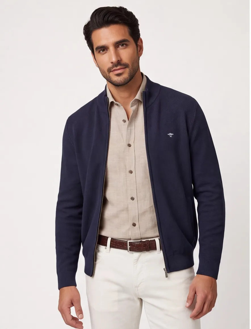 Fynch Hatton vest navy katoen jersey