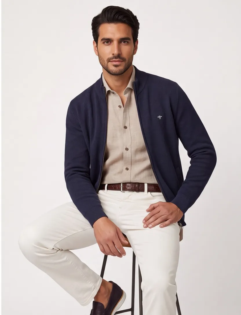 Donkerblauw vest Fynch Hatton textuur