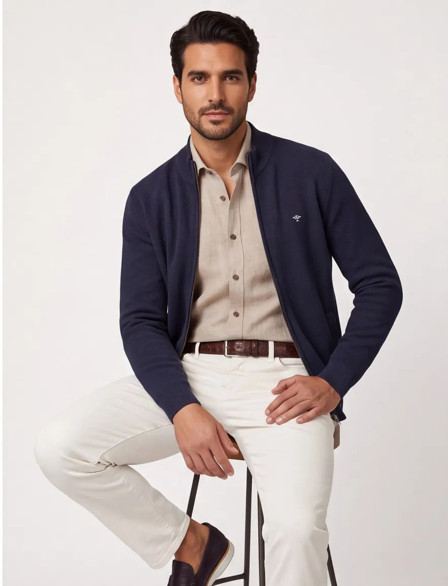 Fynch Hatton vest navy katoen jersey