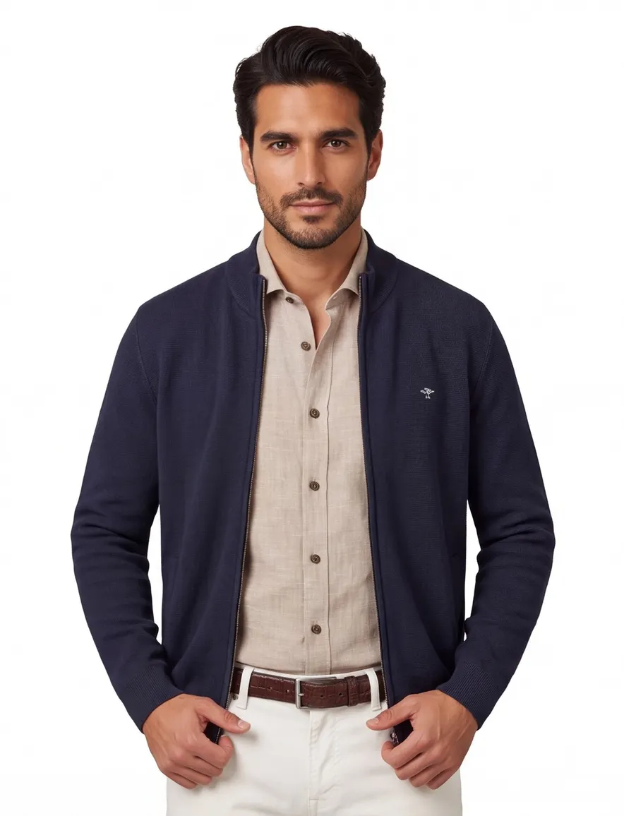 Fynch Hatton vest navy katoen jersey