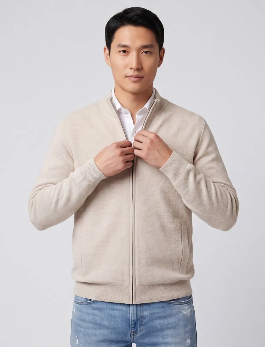 Vest beige Fynch Hatton structuur