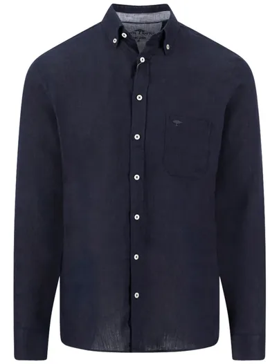 Fynch Hatton Fynch Hatton overhemd donkerblauw normale fit