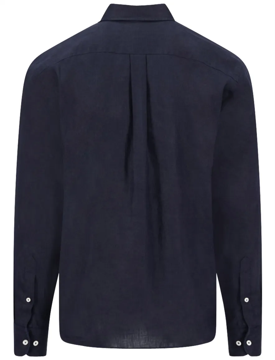 Fynch hatton overhemd donkerblauw met borstzak