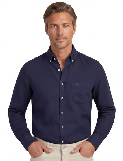 Fynch Hatton Overhemd navy Fynch Hatton button down boord