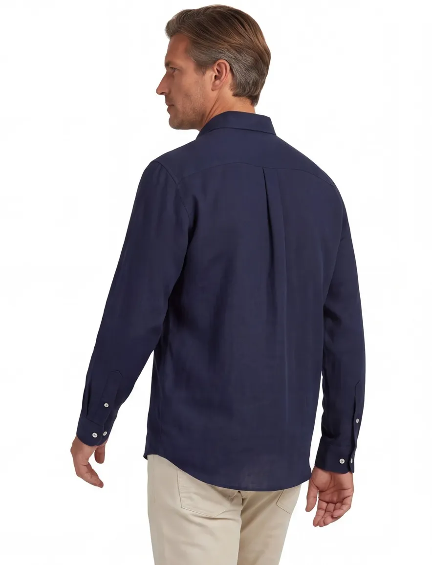 Fynch Hatton overhemd donkerblauw normale fit