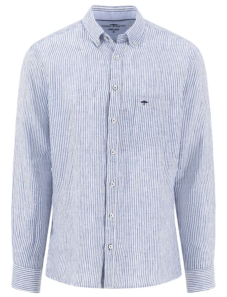 Streepjes overhemd Fynch Hatton normale fit blauw