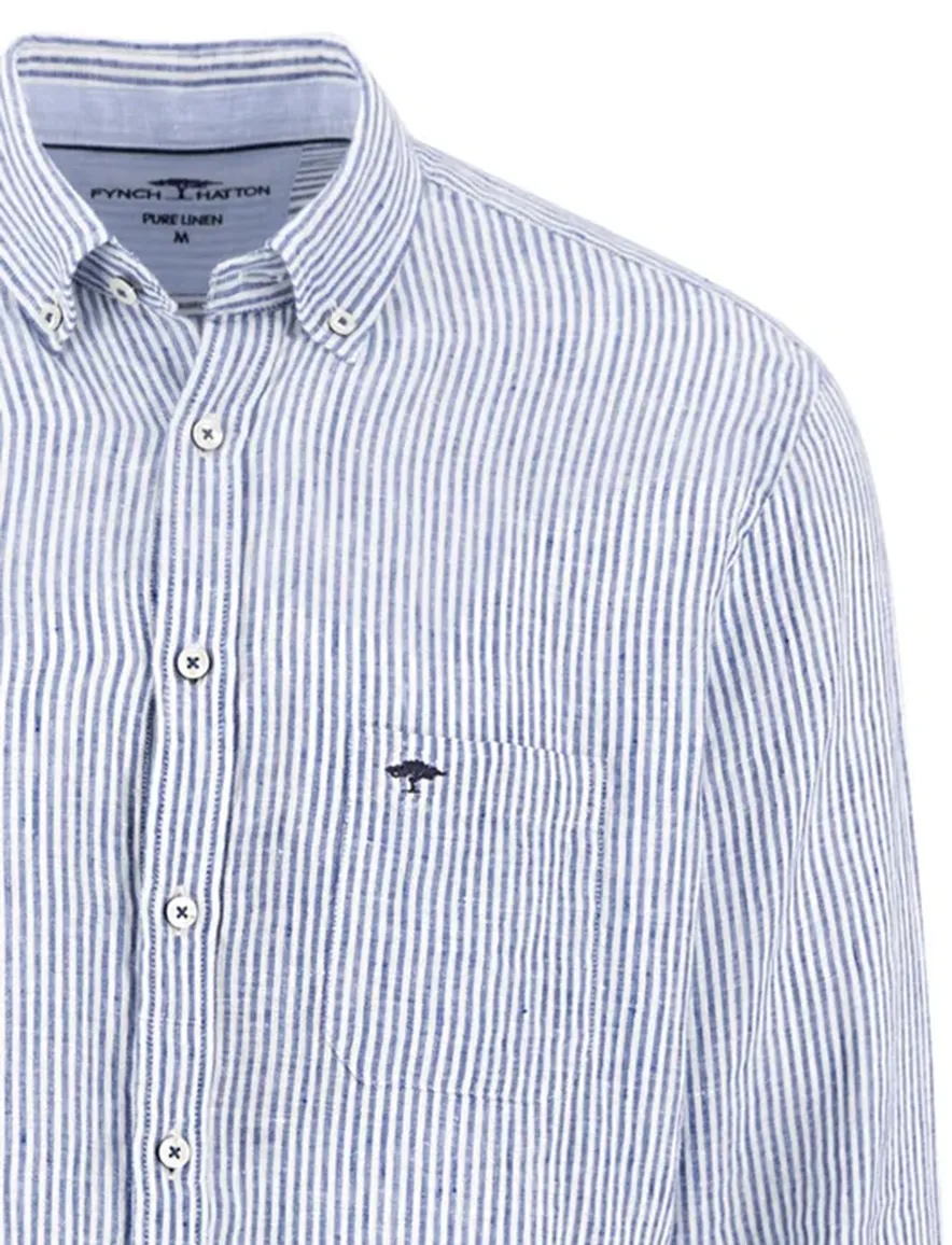 Streepjes overhemd Fynch Hatton normale fit blauw