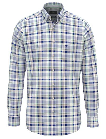 Fynch Hatton Geruit overhemd Fynch Hatton blauw normale fit