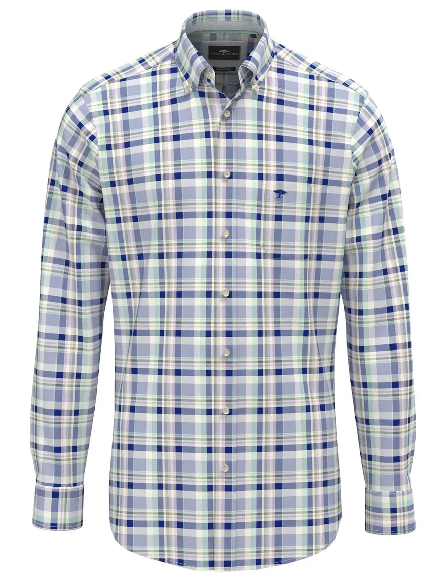 Geruit overhemd Fynch Hatton blauw normale fit