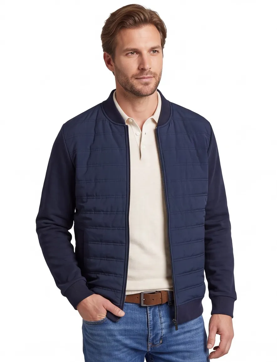 Fynch Hatton outdoorvest Hybrid College Jacket navy sportief