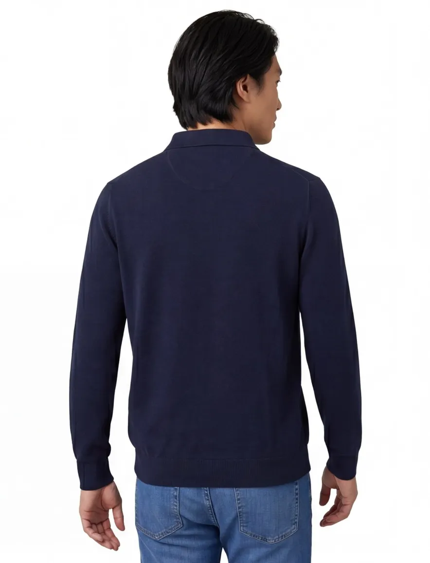 Fynch Hatton polo lange mouw Superfine navy