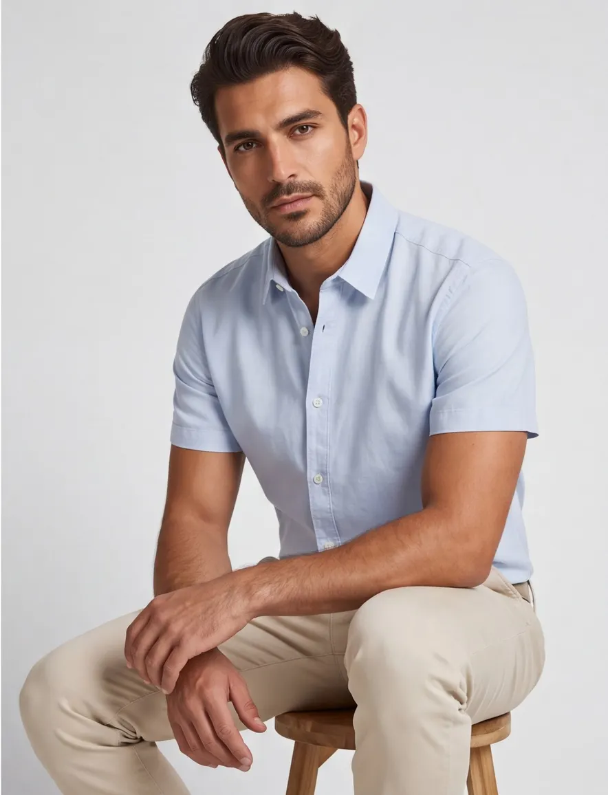 Jack & Jones Plus Size overhemd korte mouw blauw