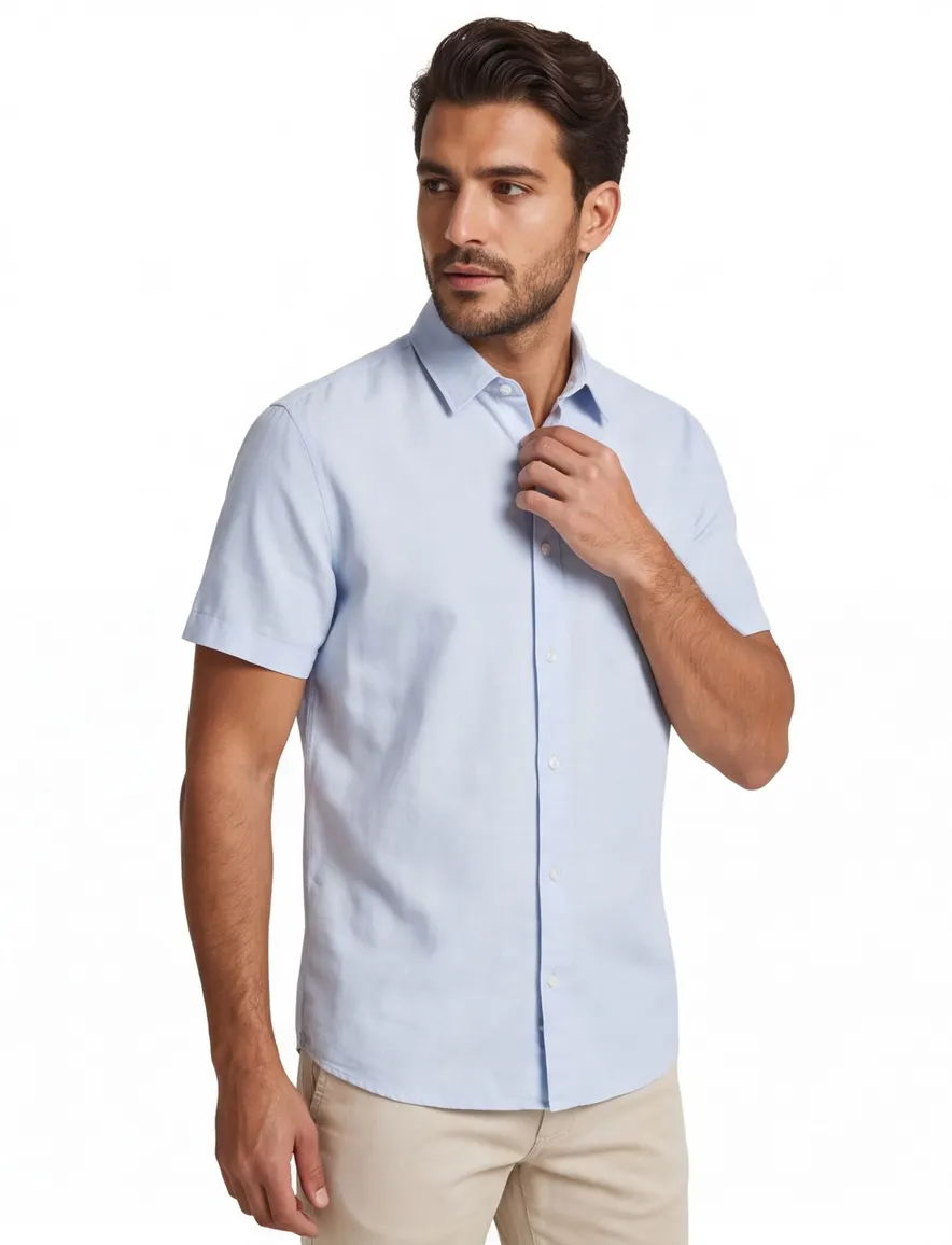 Jack & Jones Plus Size overhemd korte mouw blauw