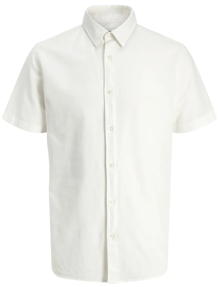 Wit overhemd Jack & Jones korte mouw plus size linnenblend