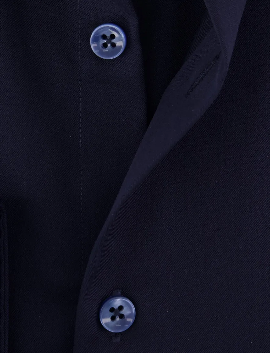 Ledub Modern Fit overhemd donkerblauw effen katoen