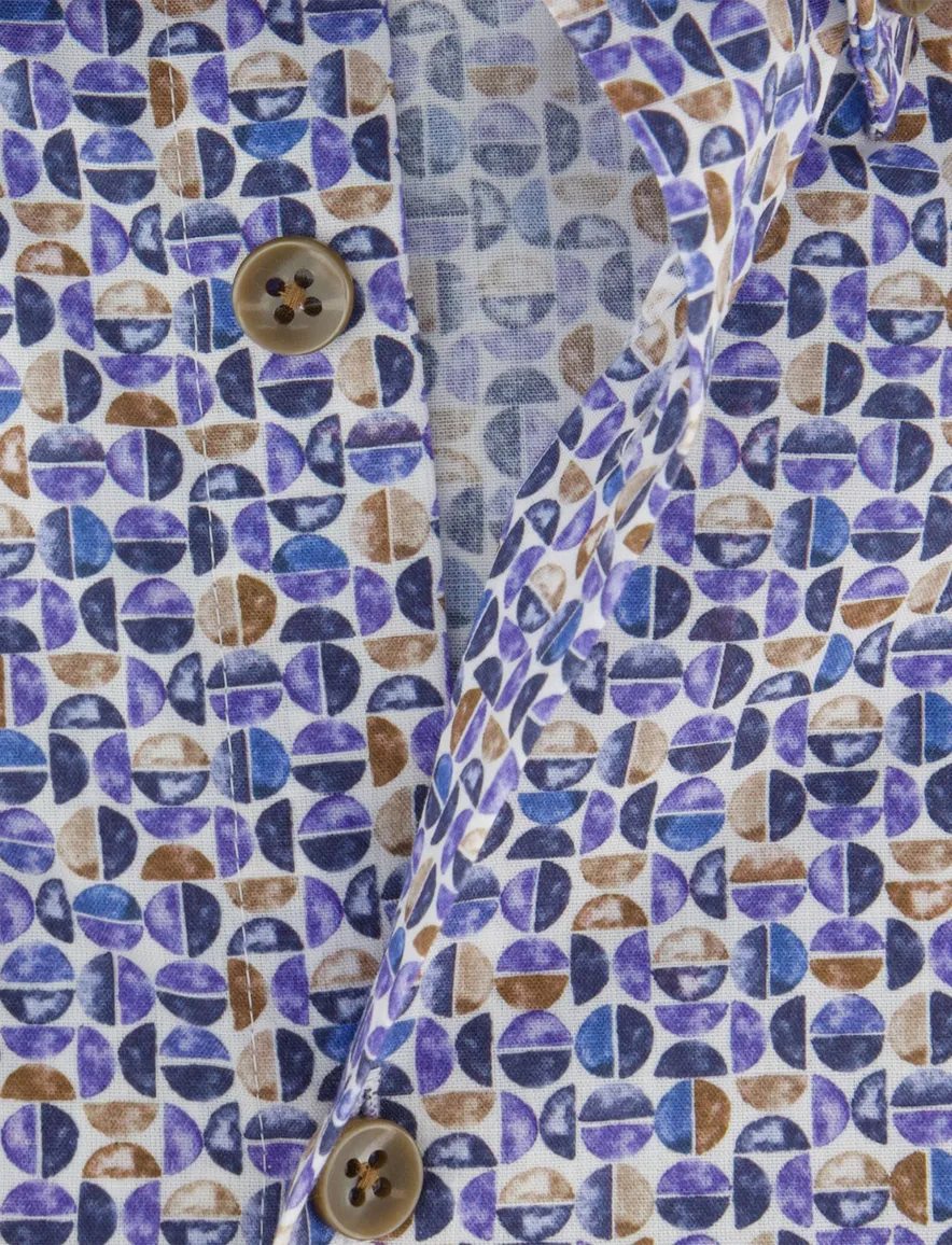 Ledub overhemd blauw geprint katoen button down