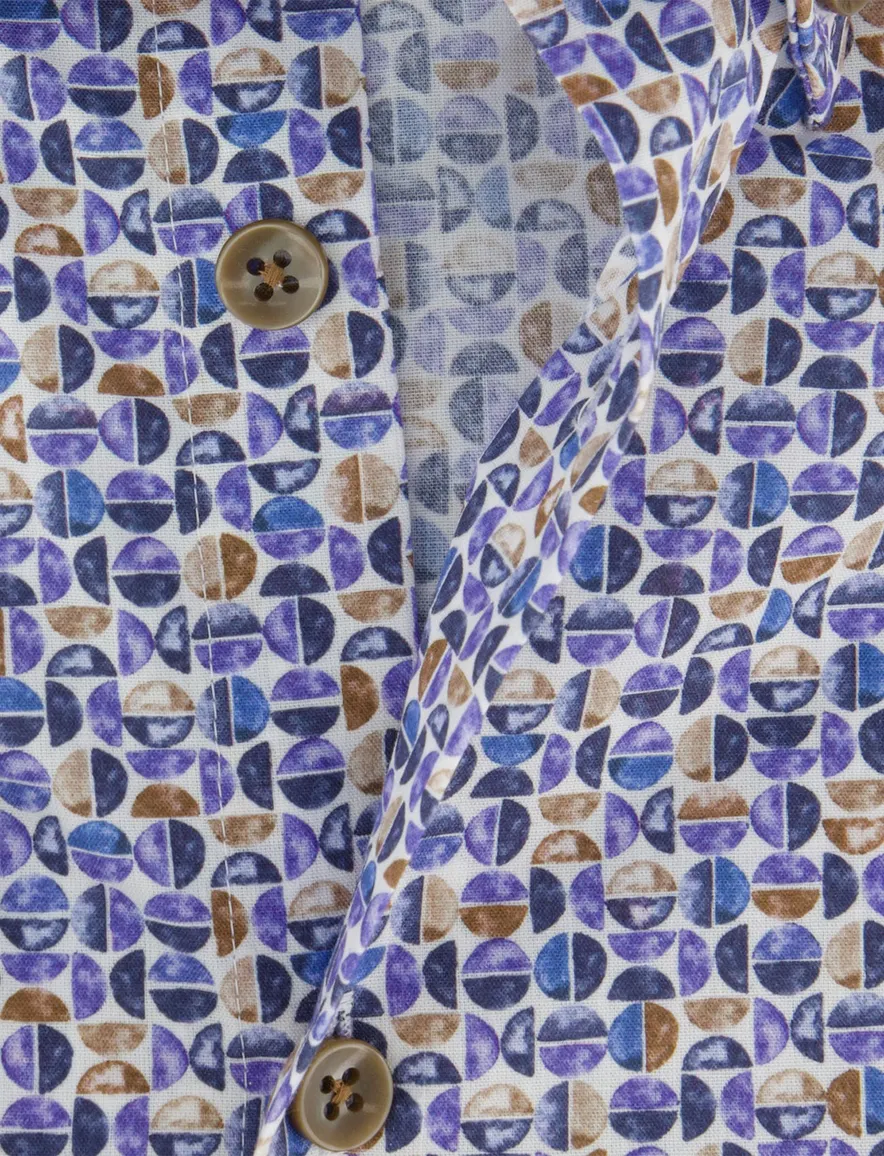 Ledub overhemd blauw geprint katoen button down