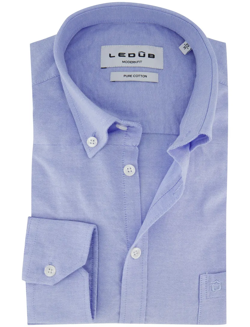 Overhemd lichtblauw Ledub Modern fit katoen button down